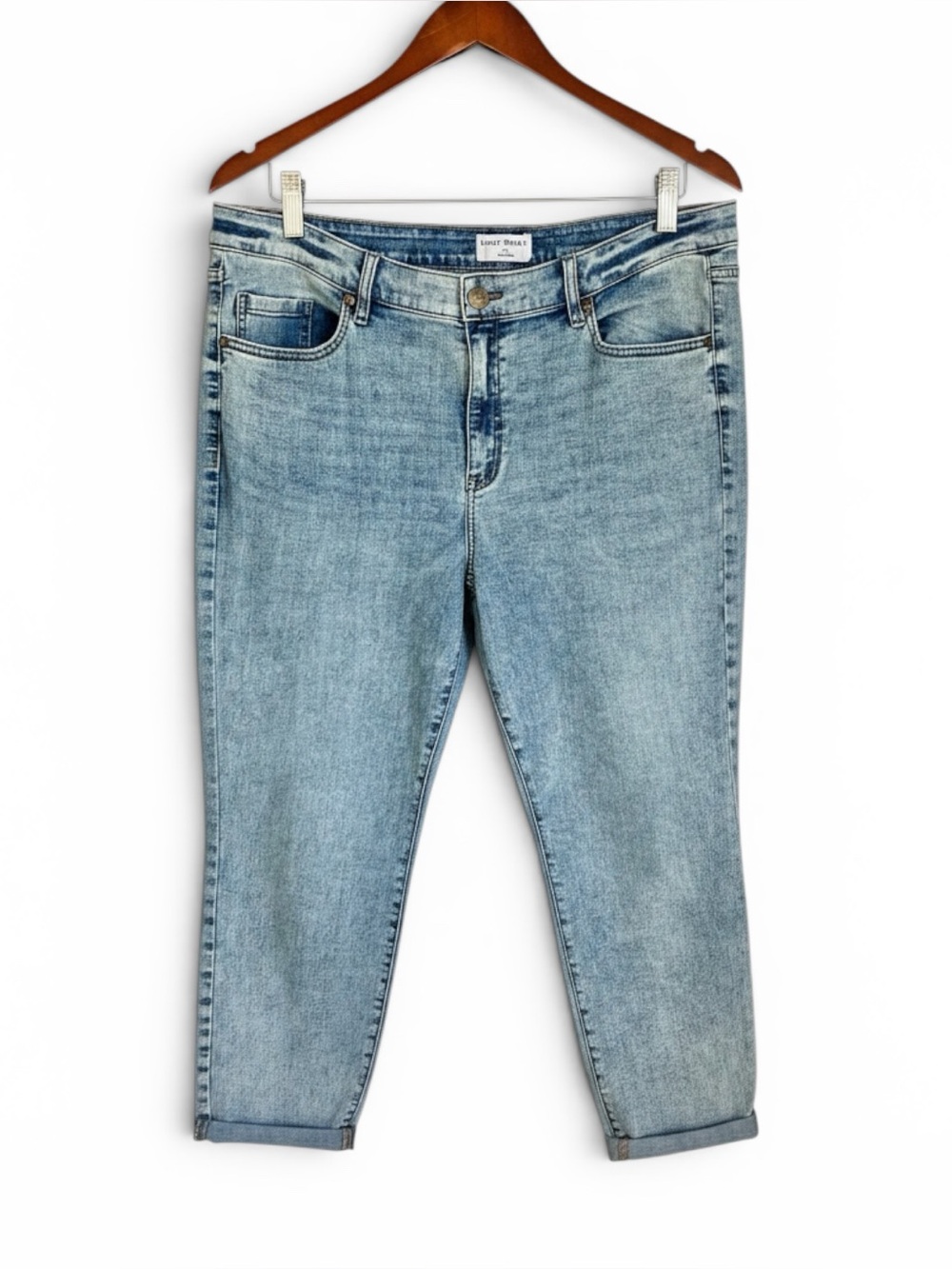 Lane Bryant Signature Fit High Rise Girlfriend Crop Jeans Acid Wash Size 22